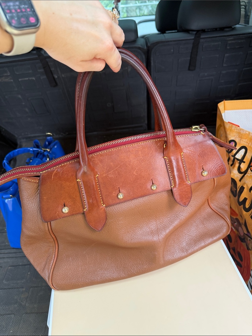 Dooney & Bourke Wilson Brown Leather Satchel - Picture 3 of 6